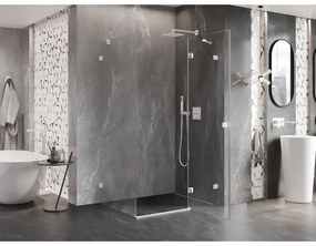 Mexen Lunar, pravostranný výklopný sprchový kút 75 x 80 cm, 8mm číre sklo, biely profil, 834-075-080-20-00-P