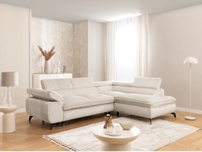 Krémová menčestrová rohová pohovka (pravý roh/do L) Marbeya – Ropez