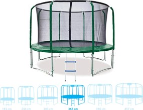 Marimex | Trampolína Marimex Standard 366 cm - zelená + vnútorná ochranná sieť + schodíky ZADARMO | 19000101