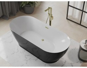 Mexen Roxy, voľne stojaca vaňa 180 x 85 cm, biela-čierna, zlatý matný prepad, 51201808575-55