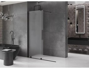 Mexen Velar, sprchová zástena s posuvnými dverami Walk-in 140 x 200 cm, 8mm sklo námraza, čierna matná, 871-140-000-33-70