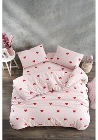 Ružové obliečky na jednolôžko/predĺžené s plachtou/3-dielne 160x220 cm Red Heart – Mila Home