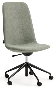 Stolička LANGLEY, stredný sedák, s kolieskami, čierna/zelenošedá