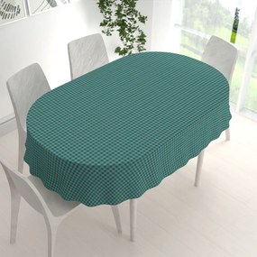 Biante Bavlnený oválny obrus Olivia OL-007 Tyrkysovo-hnedá kocka malá 100x140 cm