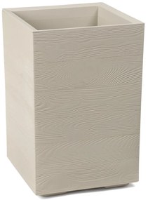 PLASTOVÝ KVETINÁČ NA KOLIESKACH BETONIQUE ECO 60X40X40 CM DREVENÝ DEKOR KRÉMOVÁ