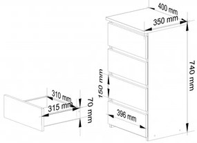 Komoda CL4 dub sonoma / biela