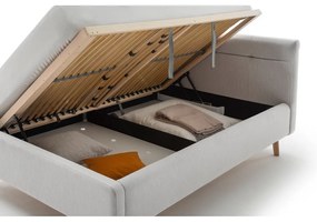 Svetlosivá čalúnená dvojlôžková posteľ s úložným priestorom s roštom 140x200 cm Lotte – Meise Möbel