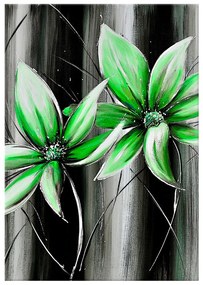 Gario Ručne maľovaný obraz Krásne zelené kvety Rozmery: 70 x 100 cm