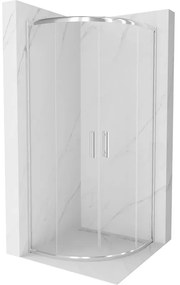 Mexen Rio, štvrťkruhový sprchovací kút s posuvnými dverami 70(dvere) x 70(dvere) x 190 cm, 6mm číre sklo, chrómový profil, 863-070-070-01-00