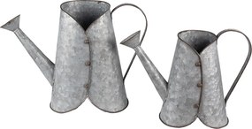 2ks plechové antik obaly na kvetináče v tvare kanvy v saku - 40*16*29 / 32*14*24 cm