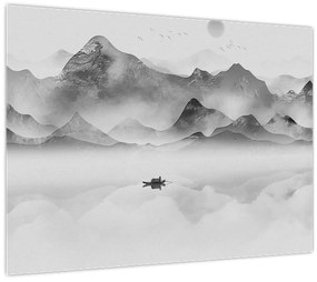 Sklenený obraz - Japonské jazero (70x50 cm)