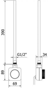 Mexen Mars, elektrické vykurovacie teleso 1200 x 400 mm, 400 W, čierna, W110-1200-400-6400-70