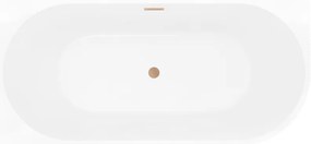 Mexen Silo, rohová voľne stojaca ryhovaná vaňa, ľavá, 150 x 75 cm, biela-čierna, medený matný prepad, 52891507575L-65