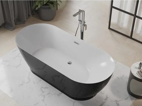 Mexen Roxy, voľne stojaca vaňa 180 x 85 cm, biela-čierna, chrómový prepad, 51201808575-01