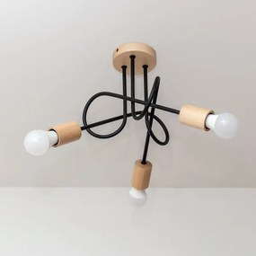 Prisadený luster OXFORD 3xE27/15W/230V borovica/čierna