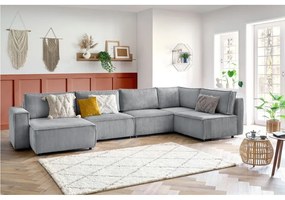 Svetlosivá menčestrová rohová pohovka (pravý roh/do tvaru "U") Nihad modular – Bobochic Paris