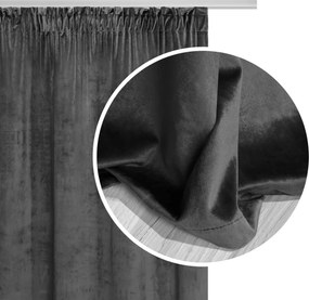 Velúrový záves SOFT VELVET grafitový na riasiacu pásku Rozmer: 140x300 cm