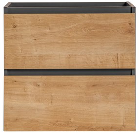 Závěsná skříňka pod umyvadlo Monako s deskou 140 cm šedá/dub hamilton