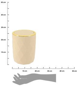 Odpadkový kôš Lorantos, béžová/so zlatými prvkami, 6L