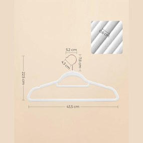 Zamatové vešiaky, sada 30 ks, s rose gold háčikmi, farba biela