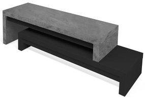 Dvojitý televízny stolík čierny s betónovým dekorom TemaHome Cliff, 125 × 40 cm