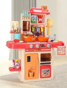 Ružová detská kuchynka s parným generátorom + príslušenstvo