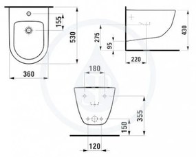 LAUFEN Pro Závesný bidet, 530x360 mm, 1 otvor na batériu, s LCC, biela H8309524003041