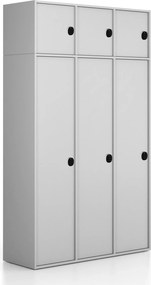 Nadstavba pre skrine FRAME, 3x dvere, 1299 x 450 x 427 mm, kódový zámok, sivá