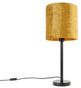 Moderná stolná lampa čierna so zlatým tienidlom 25 cm - Simplo