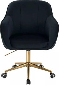LuxuryForm DESIGN Stolička AVOLA VELUR na zlatej podstave s kolieskami - čierna