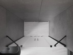 Mexen Velar Duo, posuvné sprchové dvere do otvoru 160 cm, 8mm sklo námraza, brúsený grafit, 871-160-000-32-95