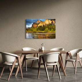 Obraz - Skaly pri jazere (90x60 cm)