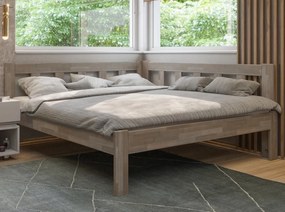 Rohová posteľ so zástenou vpravo Tema P 180x200 cm, šedý buk