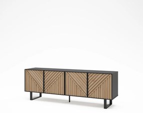 TV stolík v dekore duba v čierno-prírodnej farbe 161x55x35 cm Alana – Marckeric