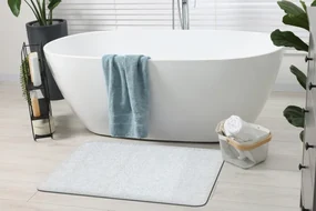 Kúpeľňový koberček SYNERGY glamour / lurex, biely