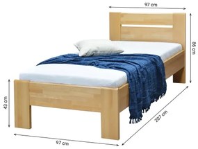 Jednolôžková masívna posteľ AMBER 90×200 cm, buk