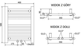 Mexen Mars, elektrické vykurovacie teleso 500 x 400 mm, 300 W, zlatá lesklá, W110-0500-400-2300-50