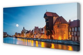Obraz na plátne Rieka noc Gdańsk Staré Mesto 140x70 cm