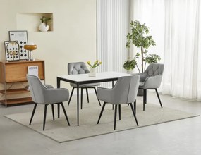 Jedálenská otočná stolička JORK360 zamatová, strieborná (čierne nohy)