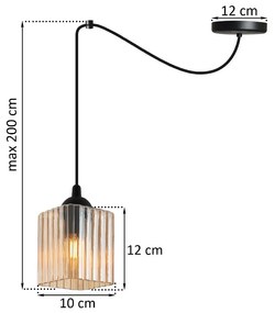 Závesné svietidlo Riffle Square Spider, 1x medové sklenené tienidlo, b