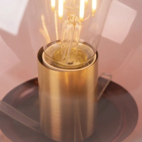Stolná lampa v štýle Art Deco mosadz s ružovým sklom - Pallon