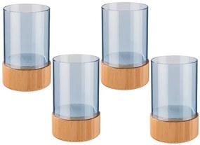 Sklenený svietnik, modrá, 4 kusy  (800006934)