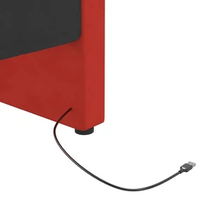 Pohovka s matracom a USB vínovo-červená zamatová 90x200 cm