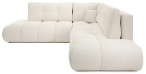 Rozkladacia rohová čalúnená sedacia súprava s úložným priestorom v tvare L ALMADA ľavá béžová