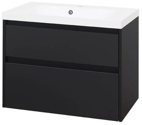 Mereo Mereo, Opto, kúpeľňová skrinka s umývadlom z liatého mramoru, 81 cm, biela, dub, biela/dub, čierna, MER-CN941M