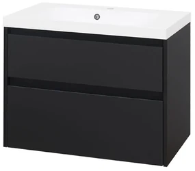 Mereo Mereo, Opto, kúpeľňová skrinka s umývadlom z liatého mramoru, 81 cm, biela, dub, biela/dub, čierna, MER-CN941M