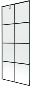 Mexen Next, 1-krídlová vaňová zástena 80 x 150 cm, 6mm číre sklo - čierny vzor, oceľová, 895-080-000-00-77-97