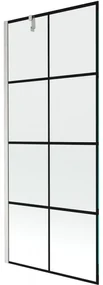 Mexen Next, 1-krídlová vaňová zástena 80 x 150 cm, 6mm číre sklo - čierny vzor, oceľová, 895-080-000-00-77-97