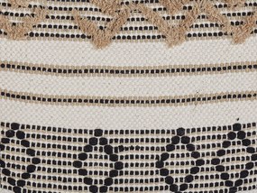 Bavlnený vankúš s geometrickým vzorom so strapcami 45 x 45 cm béžový / čierny SAMBUCUS Beliani