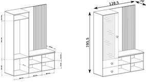 Predsieňová skriňa Tucker 128 cm